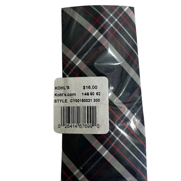 Kohls clip on tie boys blue green red plaid - Picture 5 of 6